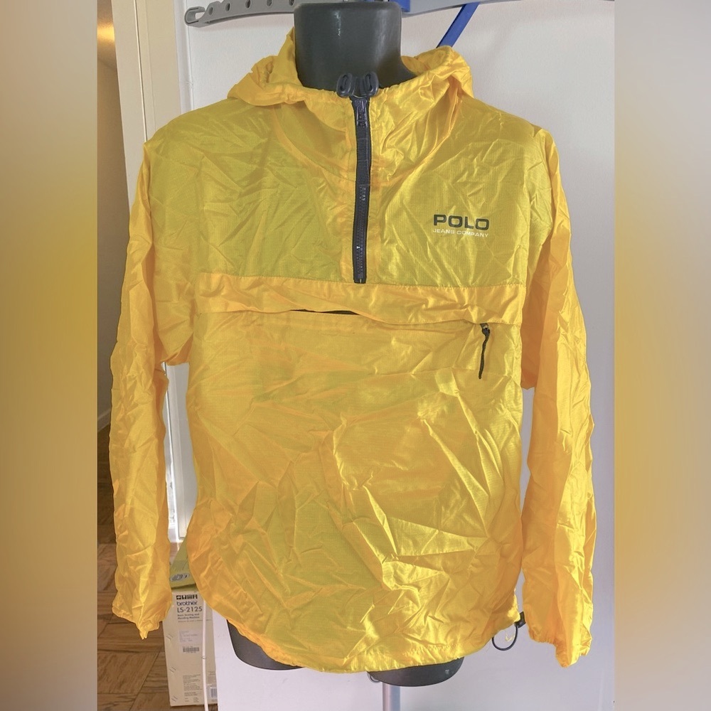 🏇🏽💛Polo Ralph Lauren Jeans Packable Windbreaker Jacket Yellow Blue Size M - Picture 9 of 12
